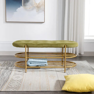 SEYNAR 40 Velvet Upholstered Living Room Bench with Double shoe rack