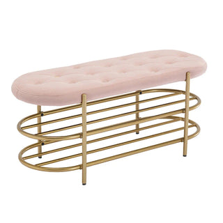 SEYNAR 40 Velvet Upholstered Living Room Bench with Double shoe rack