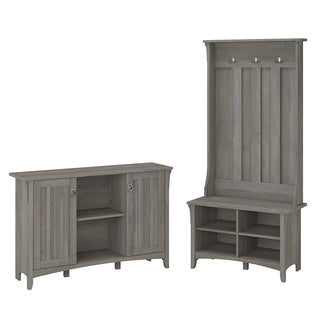 Salinas Storage Cabinet and Hall Tree Shoe Bench Set by Bush Furniture
