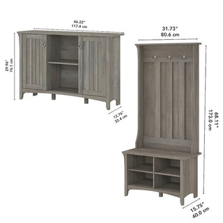 Salinas Storage Cabinet and Hall Tree Shoe Bench Set by Bush Furniture