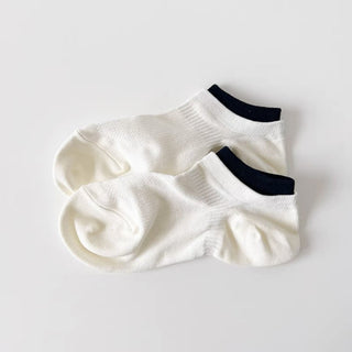 Spliced Color Breathable Cuff Mesh Socks for Women 4Pairs KT3030