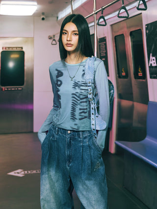 AcmeAura® Street Dance Tie Dyed Tight Long Sleeve T-shirt KT3141