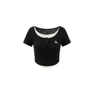 AcmeAura® Vintage Lace Slim Short Sleeve KT3276