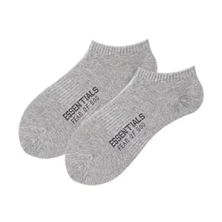 FOG ESS Boat Socks Letters Solid Color Cotton Socks 4Pairs KT3023