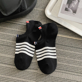 Sports Striped Low-cut Breathable Boat Socks 4Pairs KT3024