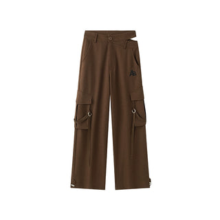 AcmeAura® Asymmetrical Waistline Double Pocket Streamer Cargo Pants KT3226