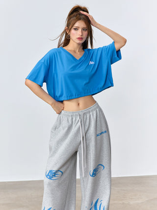 AcmeAura® Summer V-neck Short Spice Girl Loose Top KT3209