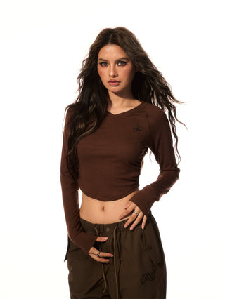 AcmeAura® Jazz Dance V-Neck Long Sleeve T-Shirt KT3245