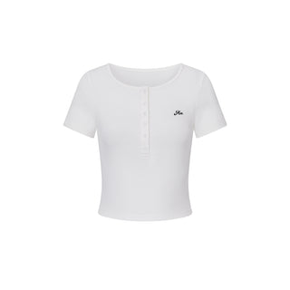 AcmeAura® Front Shoulder Crew Neck Short Sleeve T-Shirt KT3208