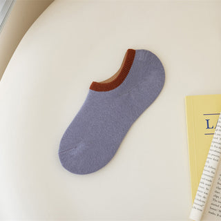 Pure Cotton Color Matching Thin Anti Slip Ankle Socks 4Pairs KT3031