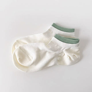Spliced Color Breathable Cuff Mesh Socks for Women 4Pairs KT3030