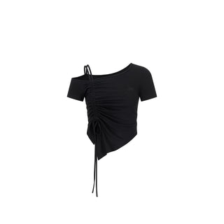 AcmeAura ® Jazz Drawstring Slim Fit Irregular Slash Shoulder T-Shirt KT3192