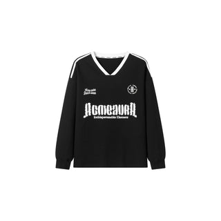 AcmeAura® Vintage College Style Neckline Contrast Printed Long Sleeve Sweater KT3247