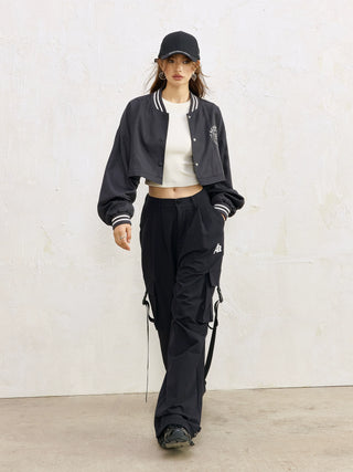AcmeAura® Letter Print Contrasting Baseball Jersey Jacket KT3228