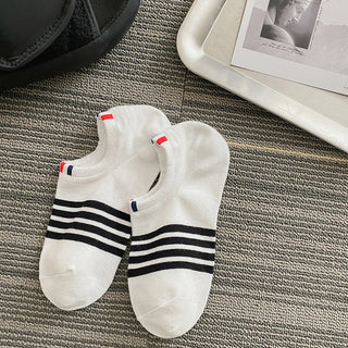 Sports Striped Low-cut Breathable Boat Socks 4Pairs KT3024