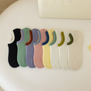 Pure Cotton Color Matching Thin Anti Slip Ankle Socks 4Pairs KT3031