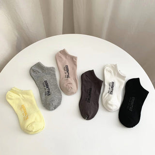 FOG ESS Boat Socks Letters Solid Color Cotton Socks 4Pairs KT3023
