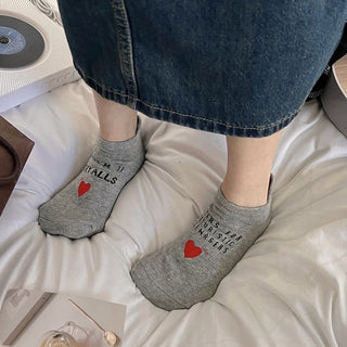 Women's Love Embroidery Cotton Short Socks 4Pairs KT3026