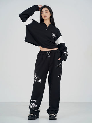 MC Miracle Fashion Half Zipper Hoodie Street Long Sleeve Top KT3116