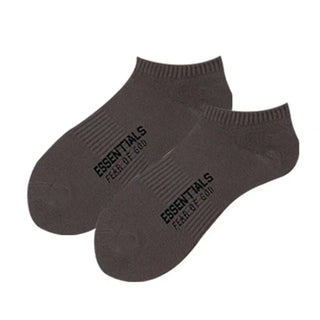 FOG ESS Boat Socks Letters Solid Color Cotton Socks 4Pairs KT3023