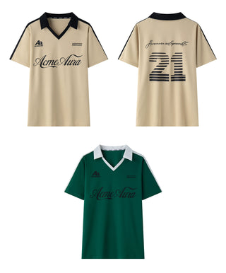 AcmeAura ® American Vintage Striped Letter Print V-Neck T-Shirt KT3188