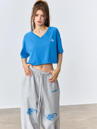 AcmeAura® Summer V-neck Short Spice Girl Loose Top KT3209