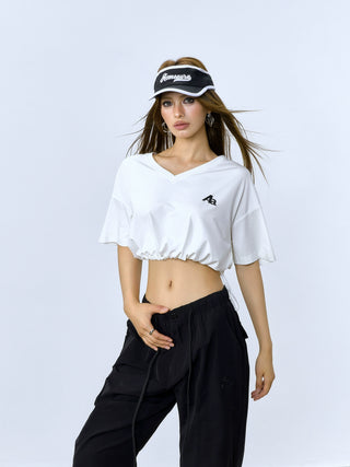 AcmeAura® Summer V-neck Short Spice Girl Loose Top KT3209