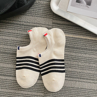 Sports Striped Low-cut Breathable Boat Socks 4Pairs KT3024