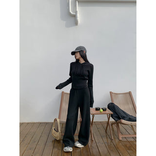 SFS 2-Piece Set Hooded Knitted Cardigan + Knitted Pants KT3170