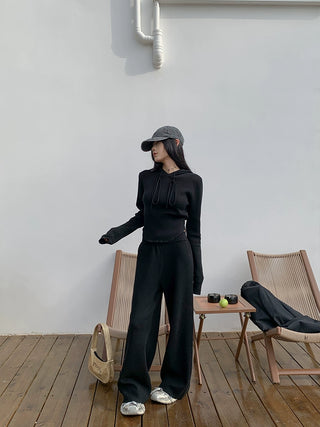 SFS 2-Piece Set Hooded Knitted Cardigan + Knitted Pants KT3170