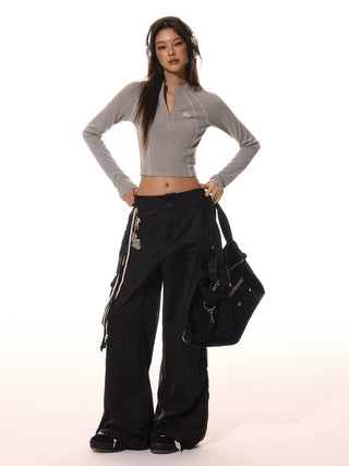 AcmeAura® Vintage Loose Multi-Pocket Wide Leg Pants KT3264