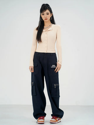 MC Miracle Solid Color Lapel Short Base Shirt Knit Top KT2976