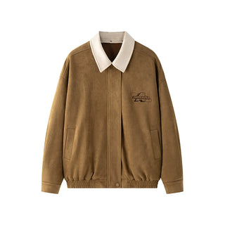 AcmeAura® Vintage Snowflake Fleece Lamb Fleece Warm Removable Lapel Tooling Jacket Jacket KT3225