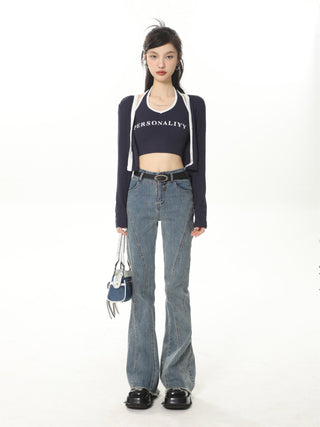 CHGG Jeans with High Waist and Slim Flared Pants KT1442