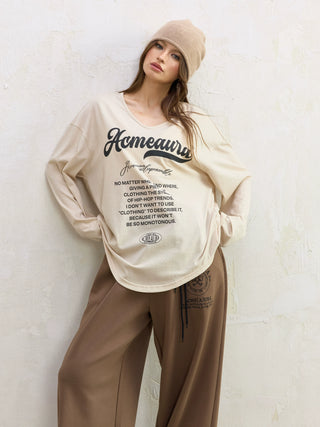 AcmeAura® V-neck Loose Simple Casual Long Sleeve KT3215