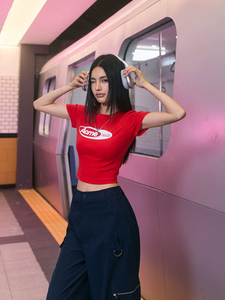 AcmeAura® Short-sleeved High Waist Slim Round Neck T-shirt KT3098