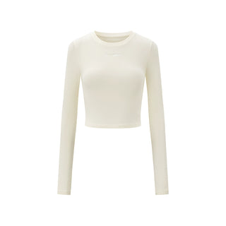 AcmeAura® Letter Embroidered Crew Neck Elastic Slim Sleeve T-Shirt KT3230