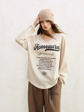 AcmeAura® V-neck Loose Simple Casual Long Sleeve KT3215