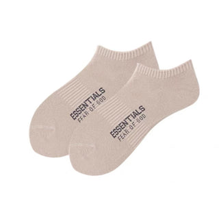 FOG ESS Boat Socks Letters Solid Color Cotton Socks 4Pairs KT3023