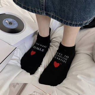 Women's Love Embroidery Cotton Short Socks 4Pairs KT3026