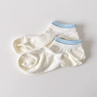 Spliced Color Breathable Cuff Mesh Socks for Women 4Pairs KT3030