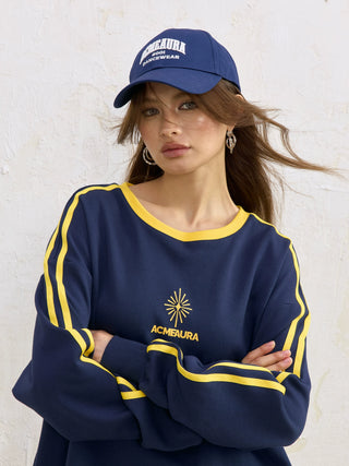 AcmeAura® Contrast Color Design Loose Jersey Crew Neck Bottom Top KT3224