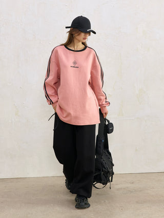 AcmeAura® Contrast Color Design Loose Jersey Crew Neck Bottom Top KT3224