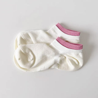 Spliced Color Breathable Cuff Mesh Socks for Women 4Pairs KT3030