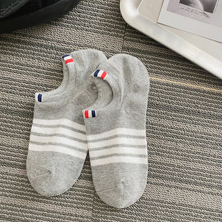 Sports Striped Low-cut Breathable Boat Socks 4Pairs KT3024