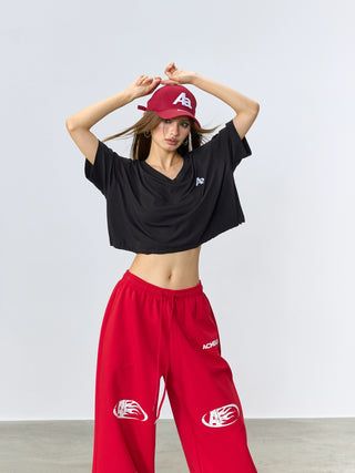 AcmeAura® Summer V-neck Short Spice Girl Loose Top KT3209