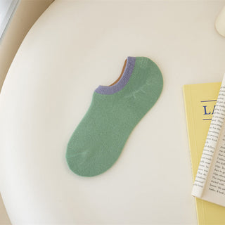 Pure Cotton Color Matching Thin Anti Slip Ankle Socks 4Pairs KT3031