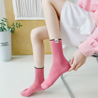 Colored Mid Tube Socks Unique Pure Cotton Pile Socks 4Pairs KT3040