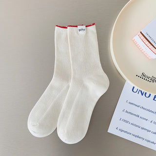 Colored Mid Tube Socks Unique Pure Cotton Pile Socks 4Pairs KT3040