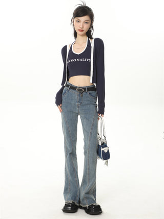 CHGG Jeans with High Waist and Slim Flared Pants KT1442